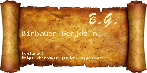 Birbauer Gerjén névjegykártya